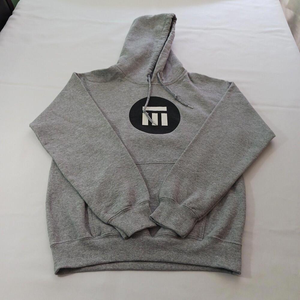 Gildan Dryblend Men's Gray Cotton Blend Drawstring Pullover Hoodie Sweatshirt S